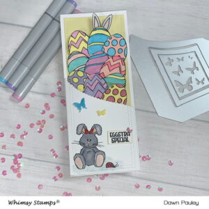 Read more about the article Interactive Easter Card/ Whimsy Stamps Slimline Pocket Die
