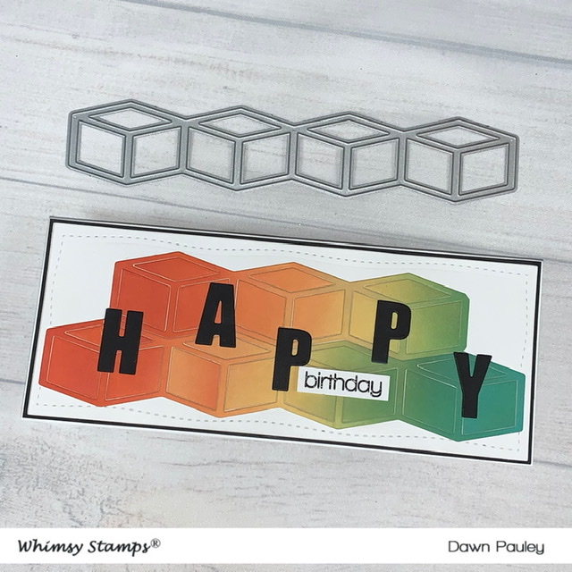 Read more about the article Slimline Birthday Card/Whimsy Stamps Cubed Die